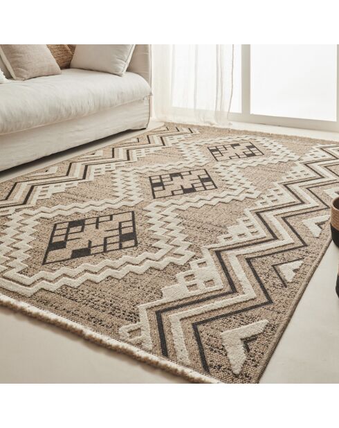 Tapis aspect jute TULUM 9054 intérieur & extérieur noir - 60x90 cm