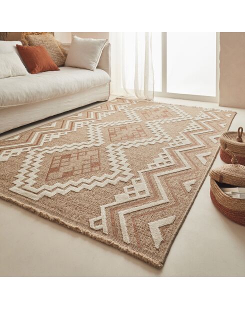 Tapis aspect jute TULUM 9054 intérieur & extérieur terra - 60x90 cm