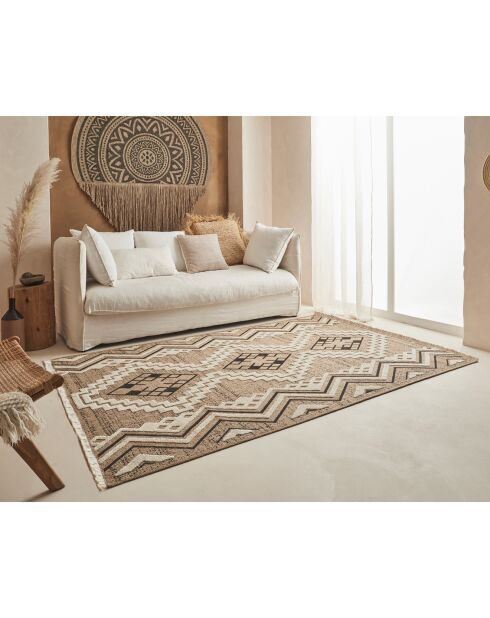 Tapis aspect jute TULUM 9054 intérieur & extérieur noir - 60x90 cm