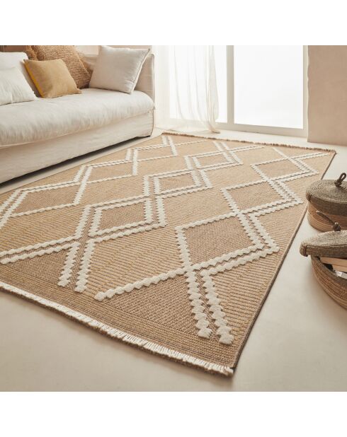 Tapis aspect jute TULUM 9048 intérieur & extérieur jaune - 60x90 cm
