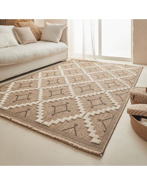 Tapis aspect jute TULUM 9041 intérieur & extérieur marron - 60x90 cm