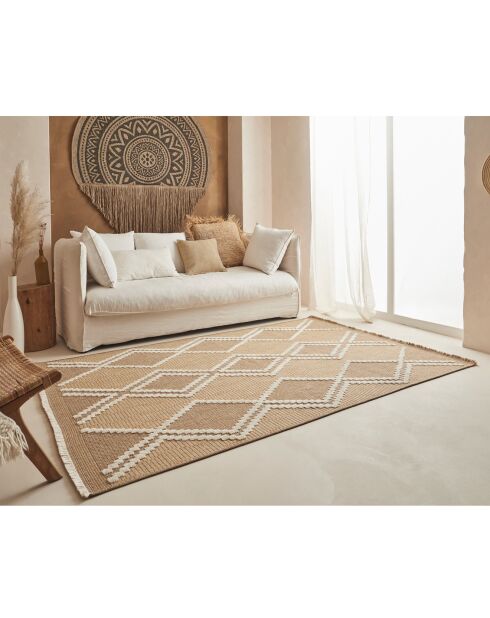 Tapis aspect jute TULUM 9048 intérieur & extérieur jaune - 60x180 cm