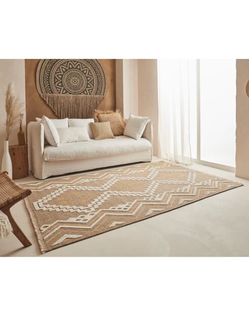 Tapis aspect jute TULUM 9054 intérieur & extérieur jaune - 60x180 cm