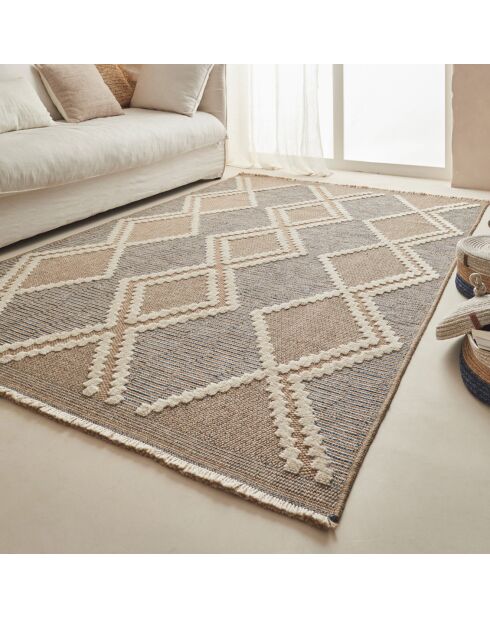 Tapis aspect jute TULUM 9048 intérieur & extérieur bleu - 120x170 cm