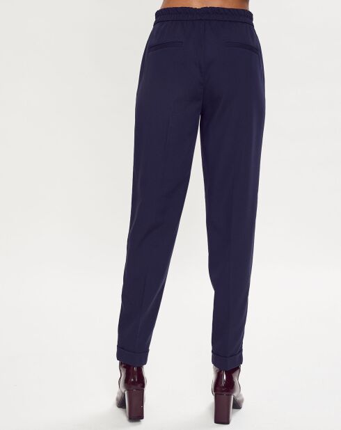 Pantalon jogging 7/8 taille élastique bleu foncé