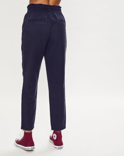 Pantalon fluide taille élastique bleu foncé