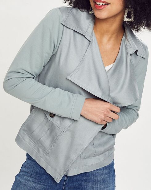 Veste courte à poche gris bleuté