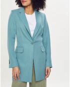 Blazer long en Lin mélangé bleu turquoise