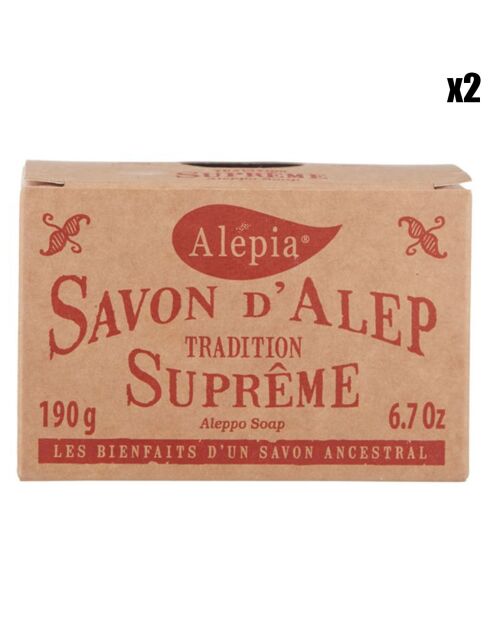 2 Savons d'Alep Tradition Suprême Peaux sèches et sensibles 2x200 g