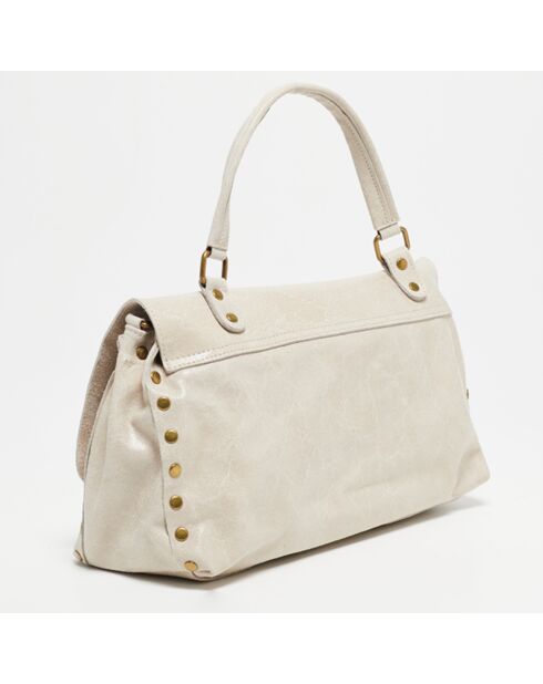Bolso de mano de piel Gavi beige - 37x27,5x11,5 cm