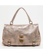 Bolso de mano de piel Gavi rosa metalizado - 37x27,5x11,5 cm