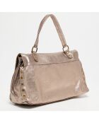 Bolso de mano de piel Gavi rosa metalizado - 37x27,5x11,5 cm