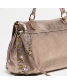 Bolso de mano de piel Gavi rosa metalizado - 37x27,5x11,5 cm