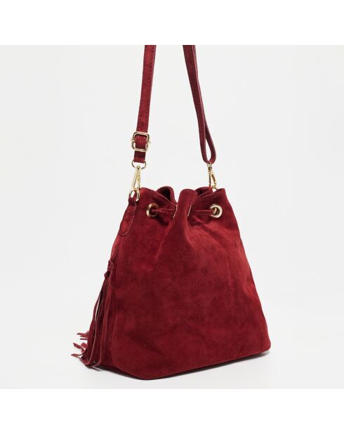 Sac seau en Cuir Ivona saumon - 33x26x12 cm