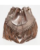 Sac seau en Cuir Ivona doré - 33x26x12 cm