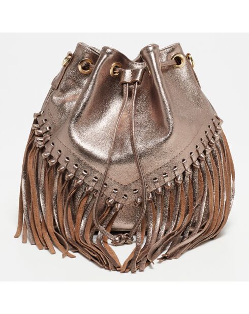 Sac seau en Cuir Ivona doré - 33x26x12 cm