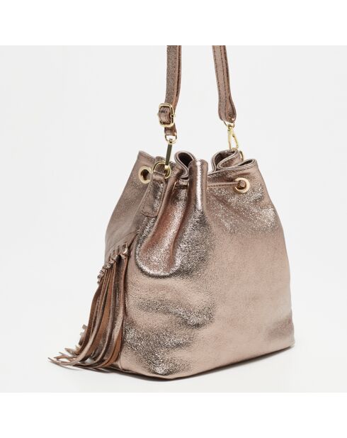 Sac seau en Cuir Ivona doré - 33x26x12 cm