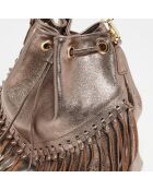 Sac seau en Cuir Ivona doré - 33x26x12 cm