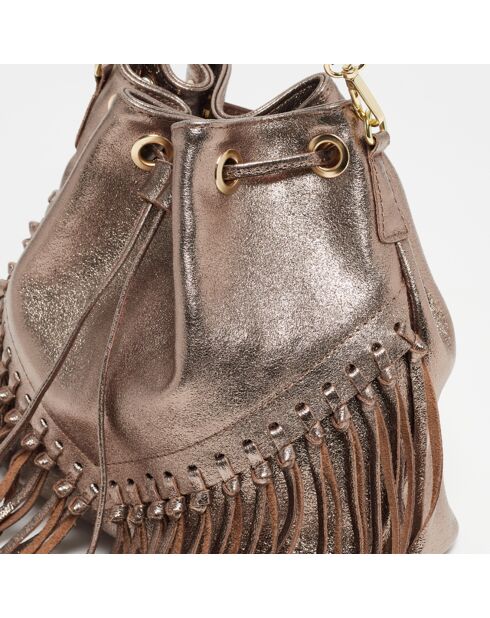 Sac seau en Cuir Ivona doré - 33x26x12 cm