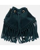 Sac seau en Cuir Ivona vert - 33x26x12 cm