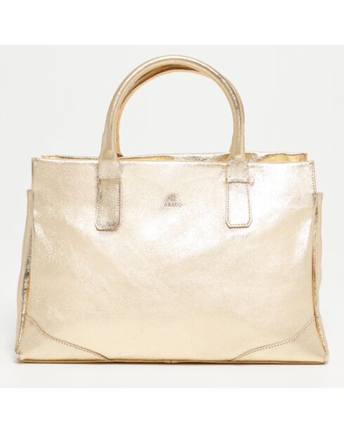 Gold Myra Handtasche aus metallischem Leder, 39,5 x 27 x 21,5 cm