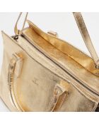 Gold Myra Handtasche aus metallischem Leder, 39,5 x 27 x 21,5 cm