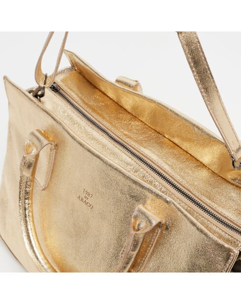 Gold Myra Handtasche aus metallischem Leder, 39,5 x 27 x 21,5 cm