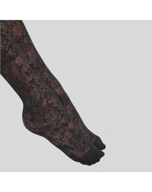 Edition Papillion zwarte panty met transparante sluier