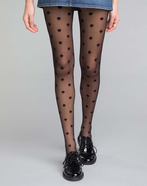 Collant Big Dots 19 deniers noir