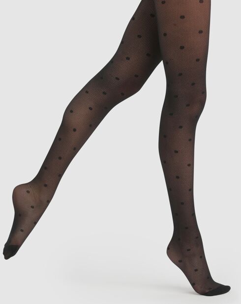 Collants Style Plumetis Sur Resille noirs