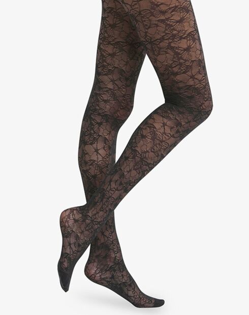 Edition Papillion zwarte panty met transparante sluier