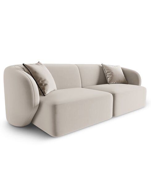 Canapé Modulaire Velours Chiara 2 Places beige - 184x85x74 cm