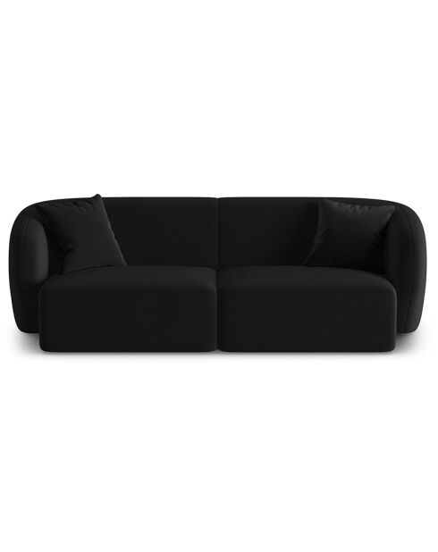Canapé Modulaire Velours Chiara 2 Places noir - 184x85x74 cm