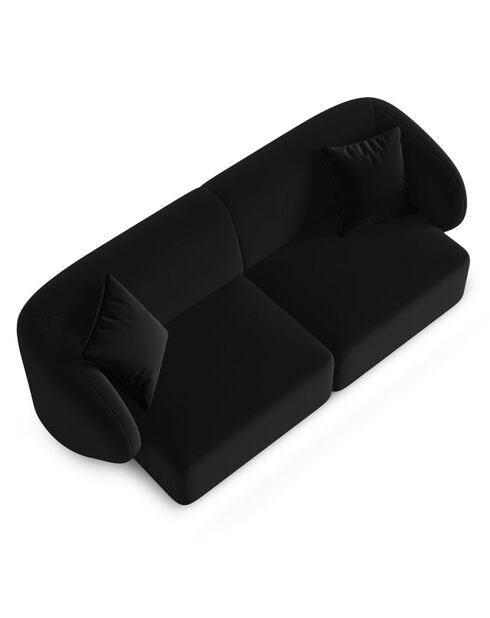 Canapé Modulaire Velours Chiara 2 Places noir - 184x85x74 cm