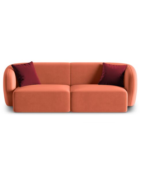 Canapé Modulaire Velours Chiara 2 Places corail - 184x85x74 cm