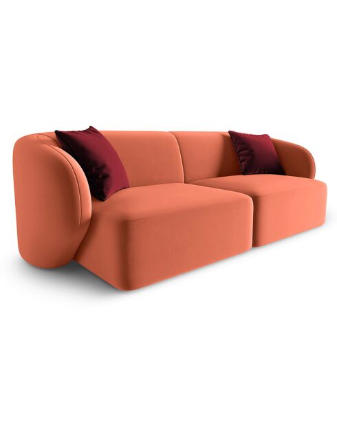 Canapé Modulaire Velours Chiara 2 Places corail - 184x85x74 cm
