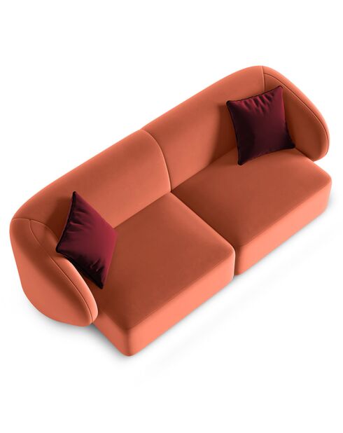 Canapé Modulaire Velours Chiara 2 Places corail - 184x85x74 cm
