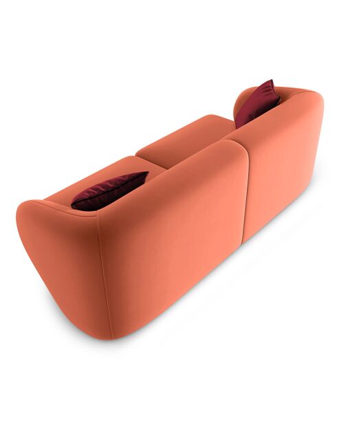 Canapé Modulaire Velours Chiara 2 Places corail - 184x85x74 cm