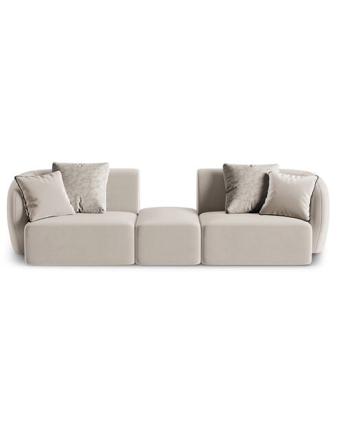 Canapé Modulaire Velours Chiara 2 Places beige - 239x85x74 cm