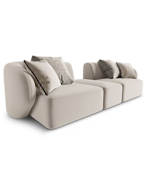 Canapé Modulaire Velours Chiara 2 Places beige - 239x85x74 cm