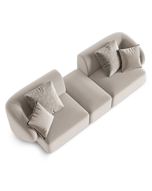 Canapé Modulaire Velours Chiara 2 Places beige - 239x85x74 cm