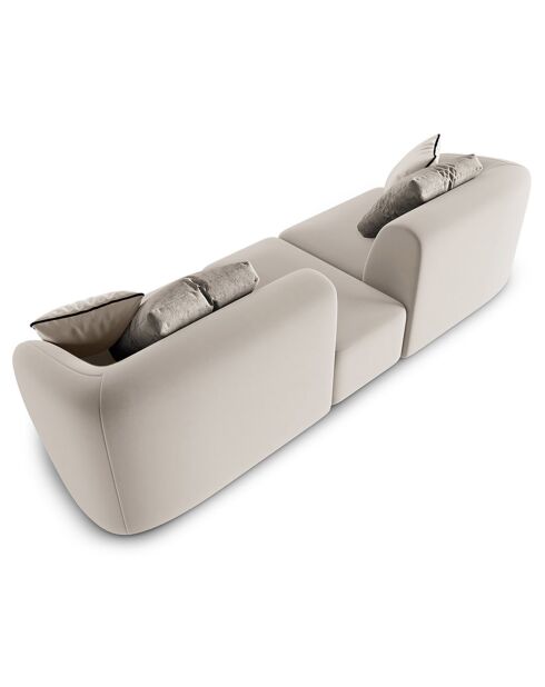 Canapé Modulaire Velours Chiara 2 Places beige - 239x85x74 cm