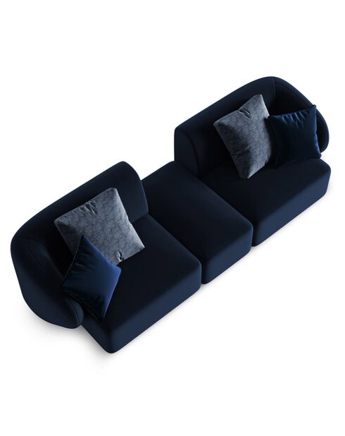 Canapé Modulaire Velours Chiara 2 Places bleu roi - 239x85x74 cm