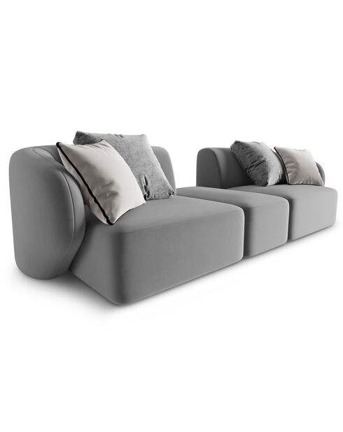 Canapé Modulaire Velours Chiara 2 Places gris - 239x85x74 cm