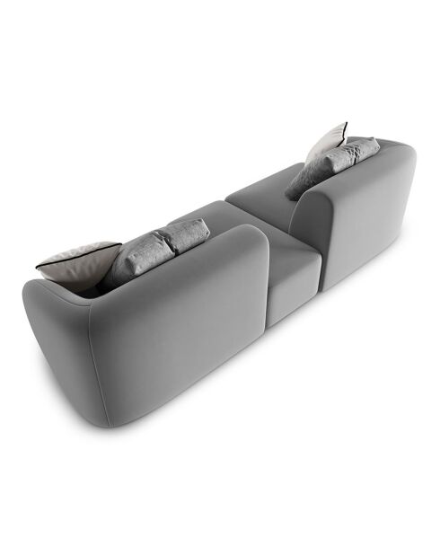 Canapé Modulaire Velours Chiara 2 Places gris - 239x85x74 cm