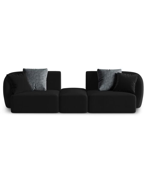 Canapé Modulaire Velours Chiara 2 Places noir - 239x85x74 cm