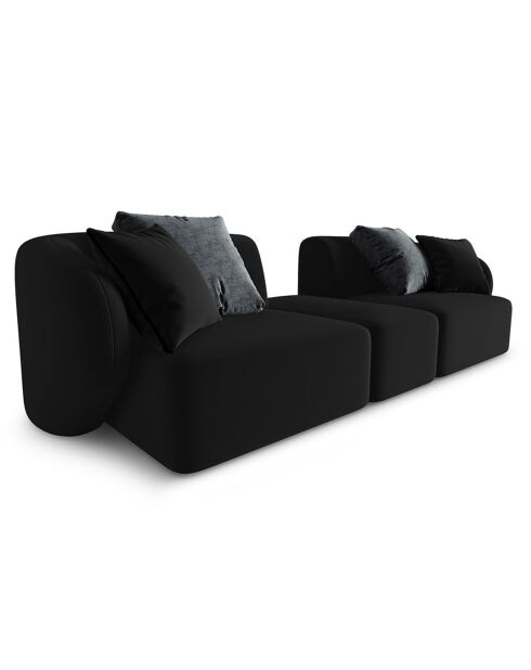 Canapé Modulaire Velours Chiara 2 Places noir - 239x85x74 cm