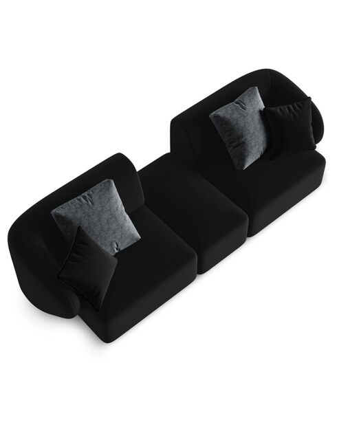 Canapé Modulaire Velours Chiara 2 Places noir - 239x85x74 cm