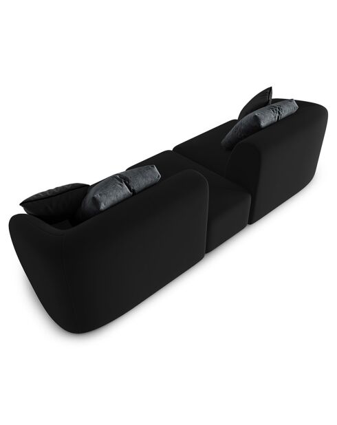 Canapé Modulaire Velours Chiara 2 Places noir - 239x85x74 cm