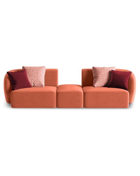 Canapé Modulaire Velours Chiara 2 Places corail - 239x85x74 cm